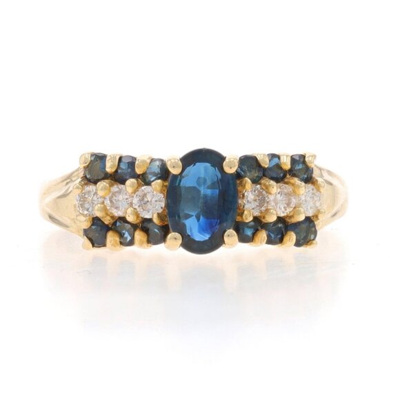 Yellow Gold Sapphire & Diamond Ring - 14k Oval 1.16ctw